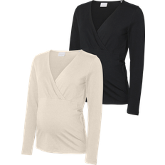 Abbigliamento premaman e per l'allattamento Mamalicious Maglietta Mlkerrie Écru Nero S New