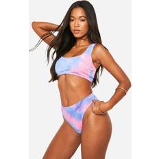 Tie Dye Swimwear boohoo Tie Dye Crinkle Hipster Bikini Brief - Pink