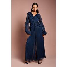 Natural Jumpsuits & Overalls Coast Soft Chiffon Frill Jumpsuit - Navy