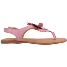 Buckle Flip-Flops Absolute Slip On Leather Floral Buckle Fastening Summer Flop Sandal Shoes - Pale Pink