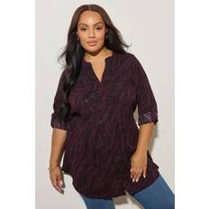 Purple Blouses Yours Abstract Print Pintuck Blouse Curve Purple