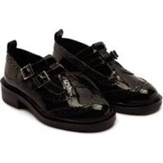 Svarta Monks Off The Hook Leather Monk School Shoe Double Monk Strap - Black