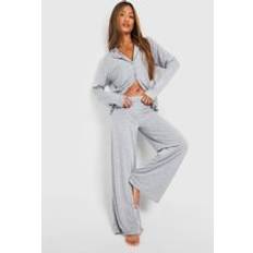 Grey Pyjamas boohoo Womens Jersey Wide Leg Pyjama Trouser - Grey