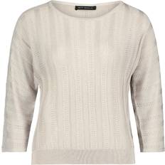 Elegant Finstriktrøje Med Lurextråd - Beige