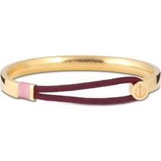 Hybrid Armband Metall Textil Gold Braun Rosa