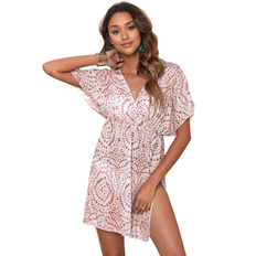 Women Swimsuit Cover-Ups & Sarong Wraps on sale Typecat Women Mesh Swimsuit Coverup Sheer See Through Elastic Dress - Brown
