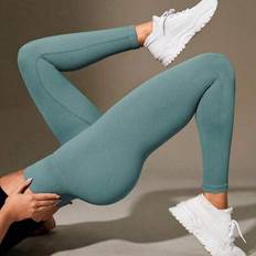 Fitness & Gym - Green Tights & Stay-Ups Shein Solid Color Sports Leggings