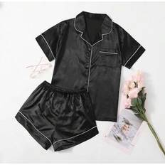 Shein Plus Contrast Binding Satin Pyjama Set