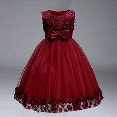 Wool Dresses Shein Young Girl Sleeveless Solid Color Dress With 3D Flower Bow