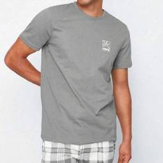 Checkered - Men Sleepwear Shein Plaid Printed Short Sleeve Shirt Set - Lightweight