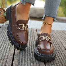 Waterproof Loafers Shein Spring Autumn Leather-Faced Leisure Commute Shoes - Waterproof