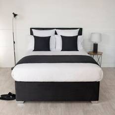 Black Valance Sheets Belledorm Faux Suede Base Wrap Super King 6' Valance Sheet Black