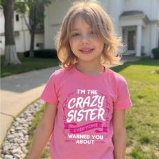 Children's Clothing Shein Young Girl'I'm The Crazy Sister Print Crew Neck Short Sleeve T-Shirt - Casual