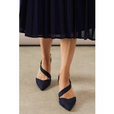 Blue - Slingback Heels & Pumps Wallis Asymmetric Slingback Kitten Heel Court Shoes - Navy
