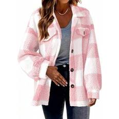 Checkered Jackets Shein Women Plaid Jacket Long Sleeve Turn-Down - Closure