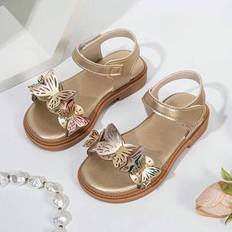 Gold Sandals Children's Shoes Shein Infant Toddler Butterfly Design Golden Flat Sandals - Girls