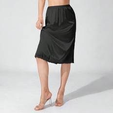 Under Dresses Shein Women Half Slip For Under Dresses Elastic Waist Lace Trim Satin - Multicolor