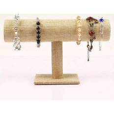Jewellery Stands Shein Elegant Linen-Look Beige T-Shape Bracelet Display Stand