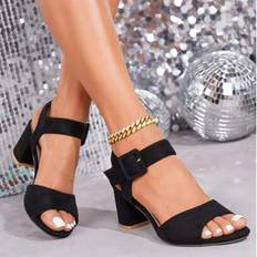 Shein Women Open Toe Hollow Out Elastic Band Sandals - Black