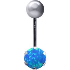 Zirconia Piercings Jewelco London Banana Belly Bar Piercing 10mm - Blue