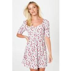 Purple - Short Dresses Dorothy Perkins Ditsy Floral Ruched Front Mini Dress - Purple