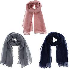 Gold - Women Scarfs Zac's Alter Ego Ladies Lightweight Assorted Gold Foil Stars Glitter Viscose