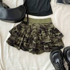 Camouflage Skirts Children's Clothing Shein Tiered Camo Print Mini Skirt - For Teen