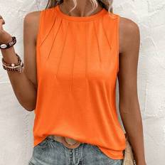 Orange Tank Tops Shein Solid Color Sleeveless Tank Top - Fashionable