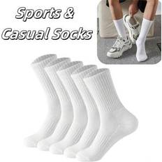 5XL Socks Shein Men's Solid Mid-Calf Socks - Black/White