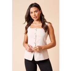 Beige Vests Dorothy Perkins Button Through Waistcoat - Ecru