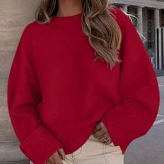 Shein Solid Color Round Neck Drop Shoulder Sweater - Autumn/Winter