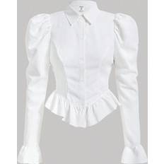 Shein Tween Girl Loose Casual Minimalist Lantern Sleeve - White