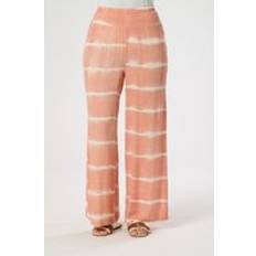Tie Dye Trousers Saloos Wide Elastic Waistband Trousers with Tie Dye Stripes - Peach