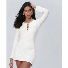 White Swimsuit Cover-Ups & Sarong Wraps Shein Women Beach Cover Up Solid Color Hollow-Out Front Summer Swimsuit - Color