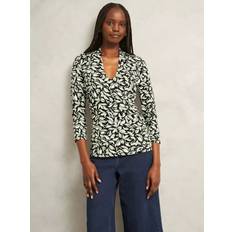 Hobbs Tops Hobbs Abstract Leaf Jersey Top - Navy/Green
