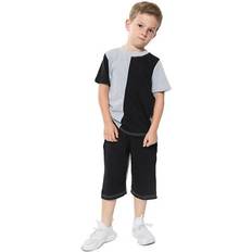 Grey Other Sets A2Z Kids Colour Contrast Panel Top Shorts Set - Active Wear