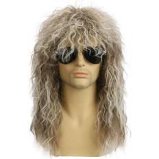 Men Wigs Sodial Men Punk Flaccid Long Curly Wig 2x