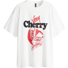 H&M Oversized Printed T-shirt - White/Coca Cola