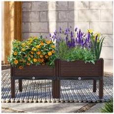 Plastic Raised Garden Beds Living and Home Plastic Raised Garden Bed Planter Box 33 cm H Brown L