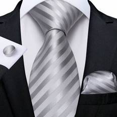 Men - Stripes Ties Shein Mens Tie Fashion Designer Silver Striped Necktie Cufflinks Set