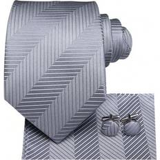 Grey Ties Shein Mens Tie Fashion Designer Necktie Handkerchief Cufflinks Set - Grey