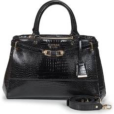 Guess Silvye Croc Print Handbag - Black