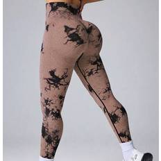 Brown - Fitness & Gym Leggings Shein Tie-Dye High Waist Seamless High-Elasticity Leggings