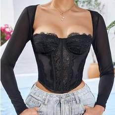 Lace - Women Corsets Shein Lace Bustier Corset Top With Buckle