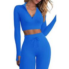 Women - Yoga Suits Shein Top Pants Set Long Sleeve Suit Zipper - Zipper