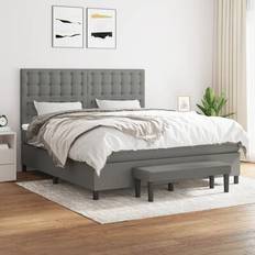 vidaXL mit Matratze 160x200 cm Dunkelgrau Rahmenbett