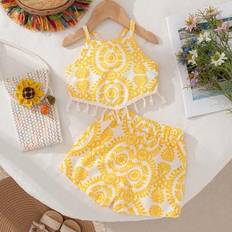 Yellow Other Sets Shein Young Girls Summer Fashion Fringe Decor Set
