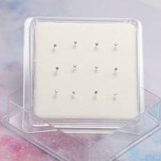Piercings Shein Sterling Silver Crystal Nose Piercing Pin 12pcs