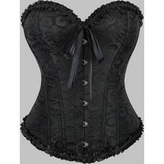 Lace - Women Corsets Shein Vintage Bustier Solid Color Jacquard Lace Trim - Color