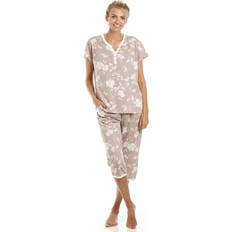 Florals - Women Pyjamas Camille Lightweight Floral Capri Pyjama Set - Beige